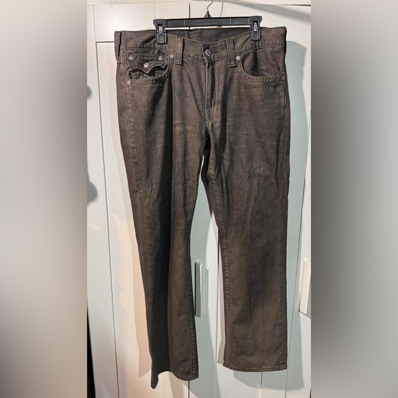 True Religion Men’s 36x34 Ricky straight Charcol Denim Jeans - Picture 3 of 9